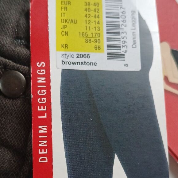 Spanx Denim Leggings Brownstone #2066 Shaping Built In Side Zip Full Coverage M - Picture 6 of 16